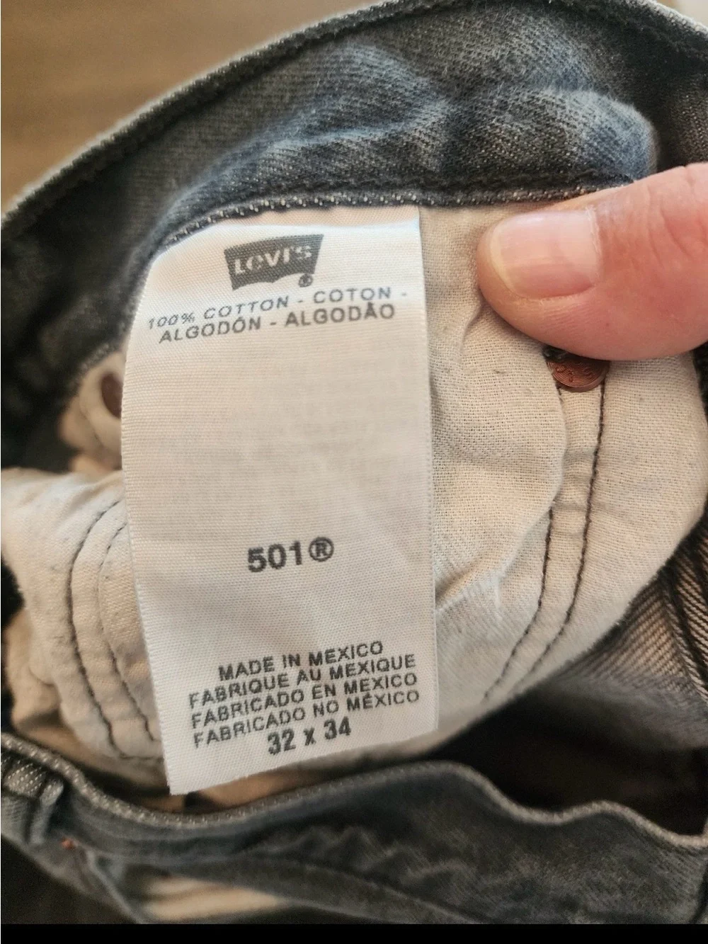 Levi's Jeans Mens 32X34 Light Gray 501 Straight Button Fly Denim